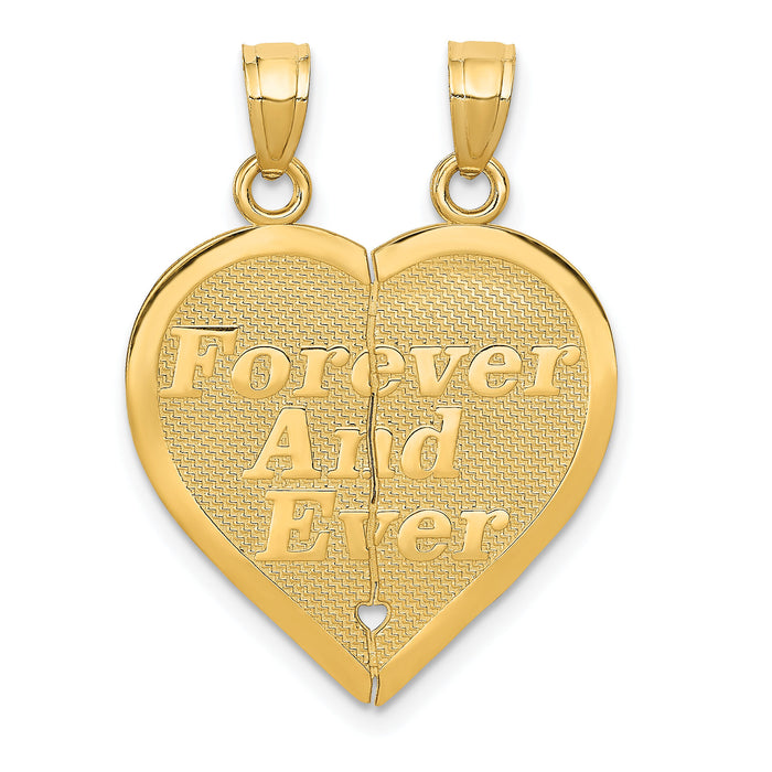 14k Reversible FOREVER AND EVER Break-apart Heart Pendant-C3029