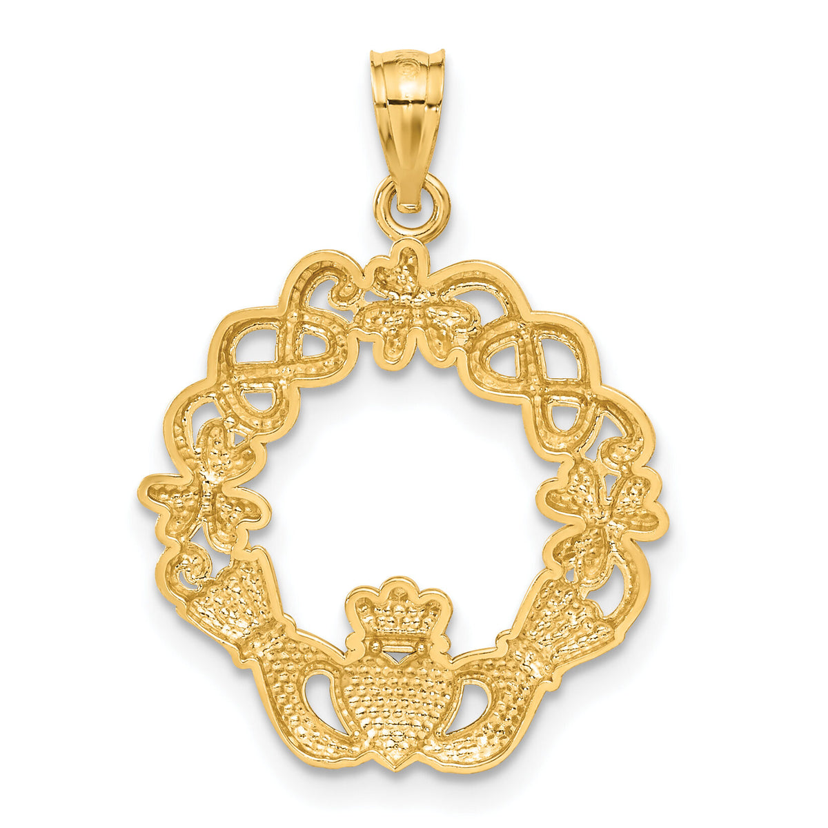 14k Rhodium Claddagh Pendant-C3036