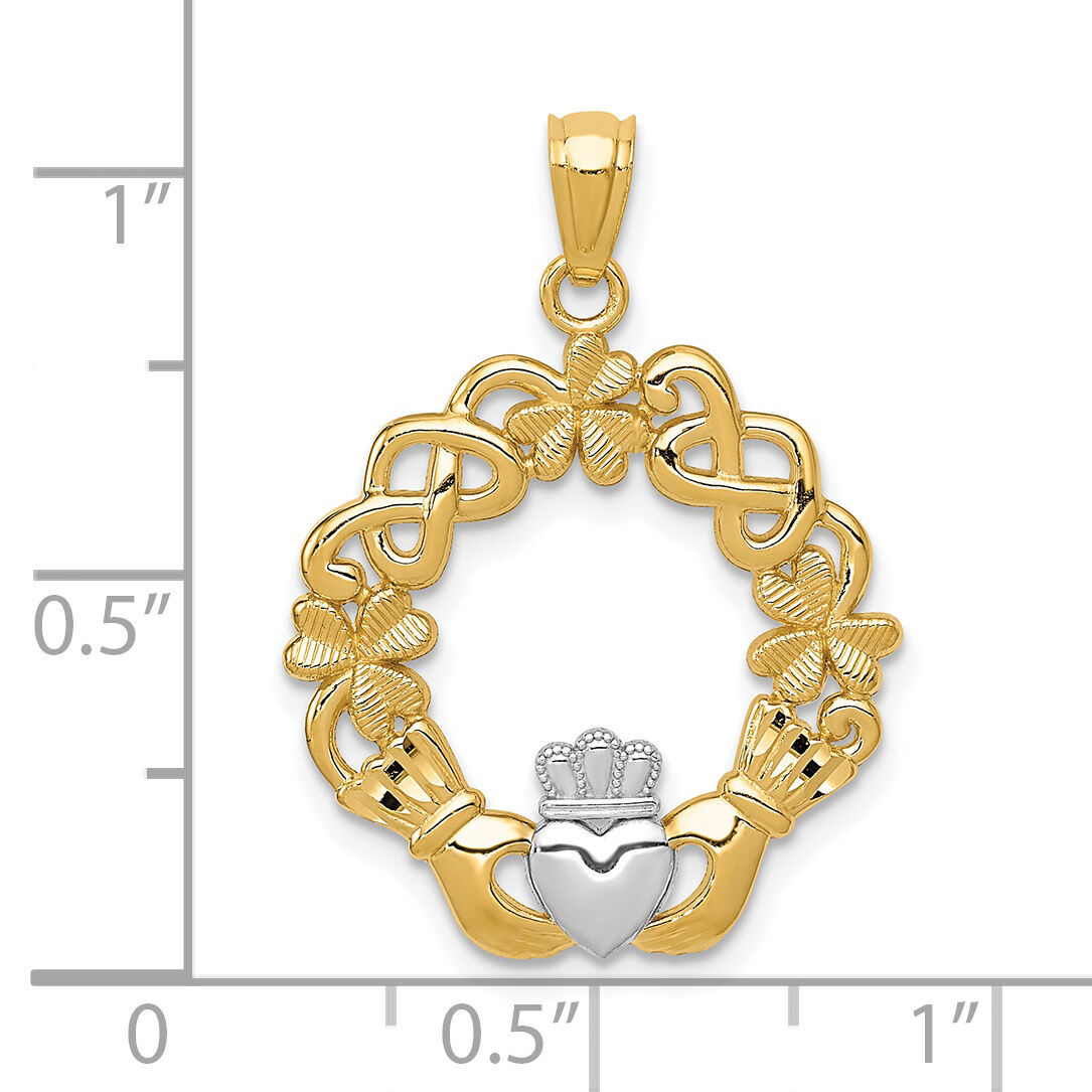 14k Rhodium Claddagh Pendant-C3036