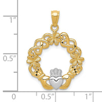 14k Rhodium Claddagh Pendant-C3036