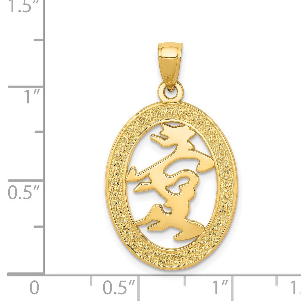 14k Chinese Happiness Symbol in Oval Frame Pendant-C3044