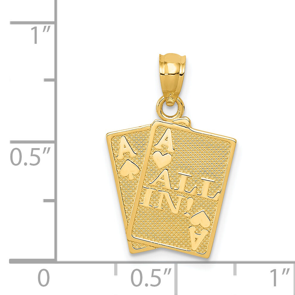14k Ace of Hearts and Ace of Spades ALL IN! Cards Pendant-C3045