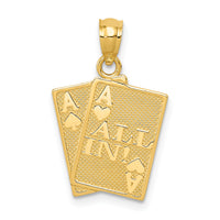 14k Ace of Hearts and Ace of Spades ALL IN! Cards Pendant-C3045