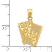 14k Ace of Hearts and King of Hearts ALL IN! Cards Pendant-C3046