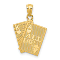 14k Ace of Hearts and King of Hearts ALL IN! Cards Pendant-C3046