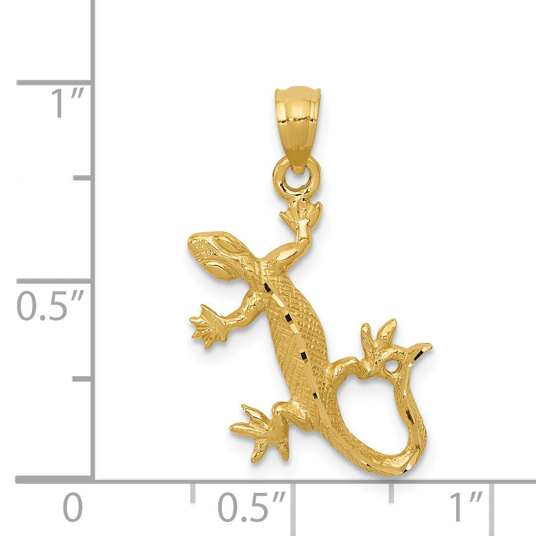 14k Diamond-Cut Lizard Pendant-C3048