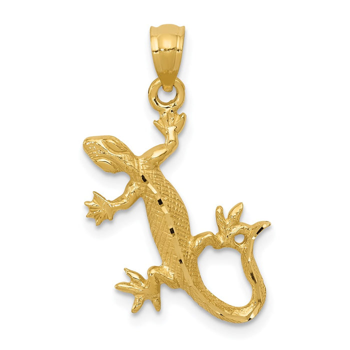 14k Diamond-Cut Lizard Pendant-C3048