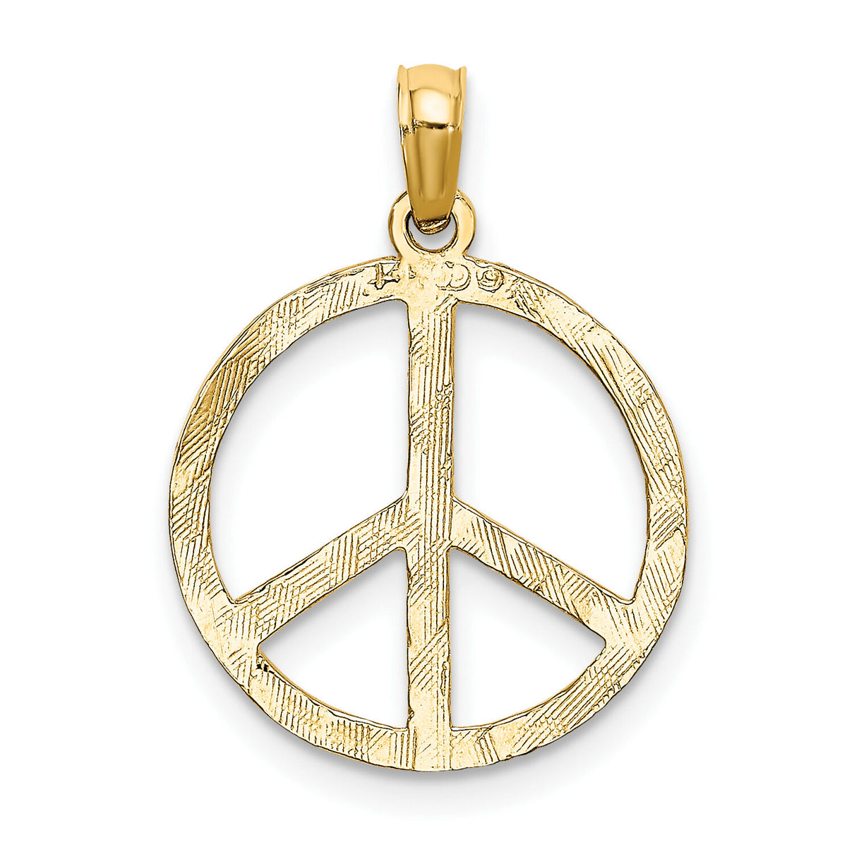 14k Textured Peace Sign Pendant-C3053