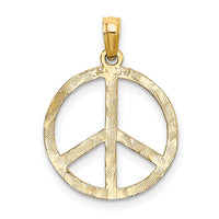 14k Textured Peace Sign Pendant-C3053
