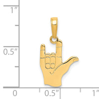 14k I Love You Hand/ Sign Language Pendant-C3055