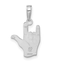 14K White Gold I Love You Hand/ Sign Language Pendant-C3055W