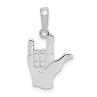14K White Gold I Love You Hand/ Sign Language Pendant-C3055W