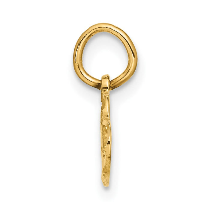 14k Satin And Diamond-cut Heart Charm-C306