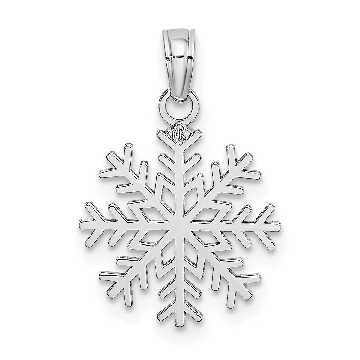 14k White Gold Snowflake Pendant-C3062W