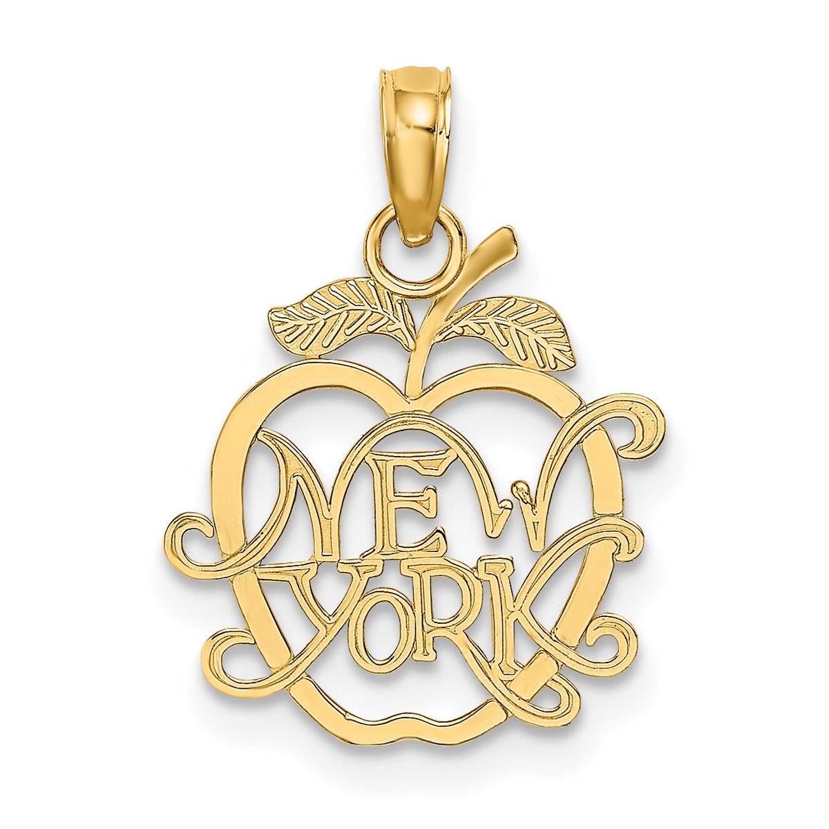 14k NEW YORK in Apple Cut-out Charm-C3071