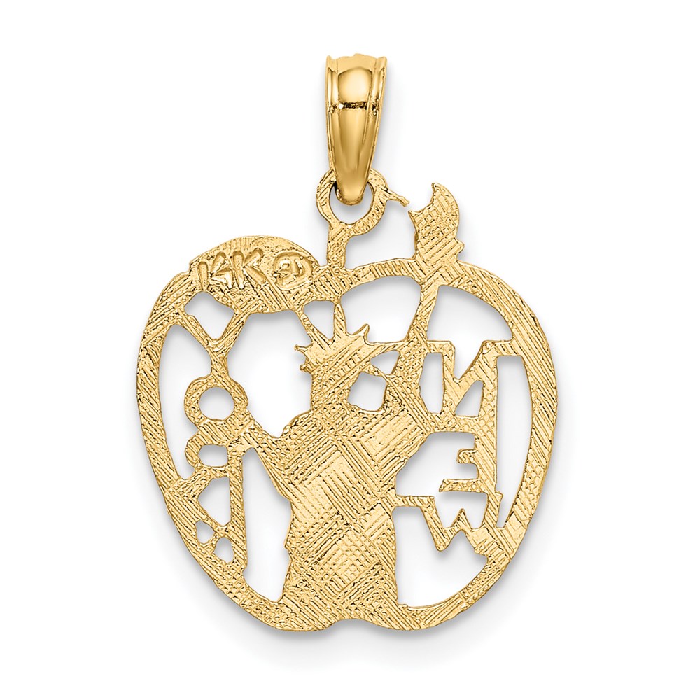 14k Cut-out NEW YORK w/Statue of Liberty in Apple Charm-C3072