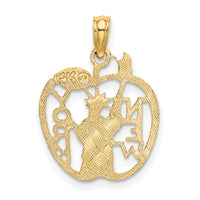 14k Cut-out NEW YORK w/Statue of Liberty in Apple Charm-C3072