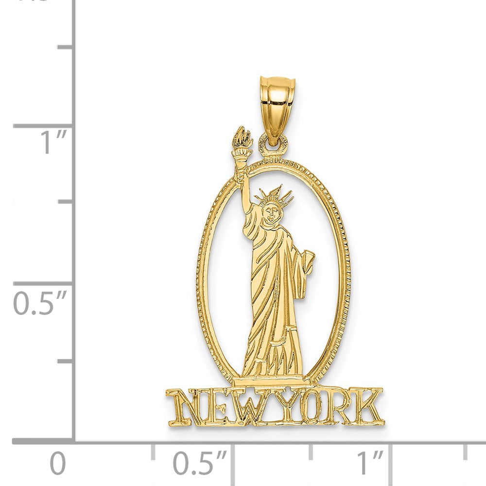 14k Cut-out NEW YORK w/Statue of Liberty Charm-C3073