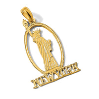 14k Cut-out NEW YORK w/Statue of Liberty Charm-C3073