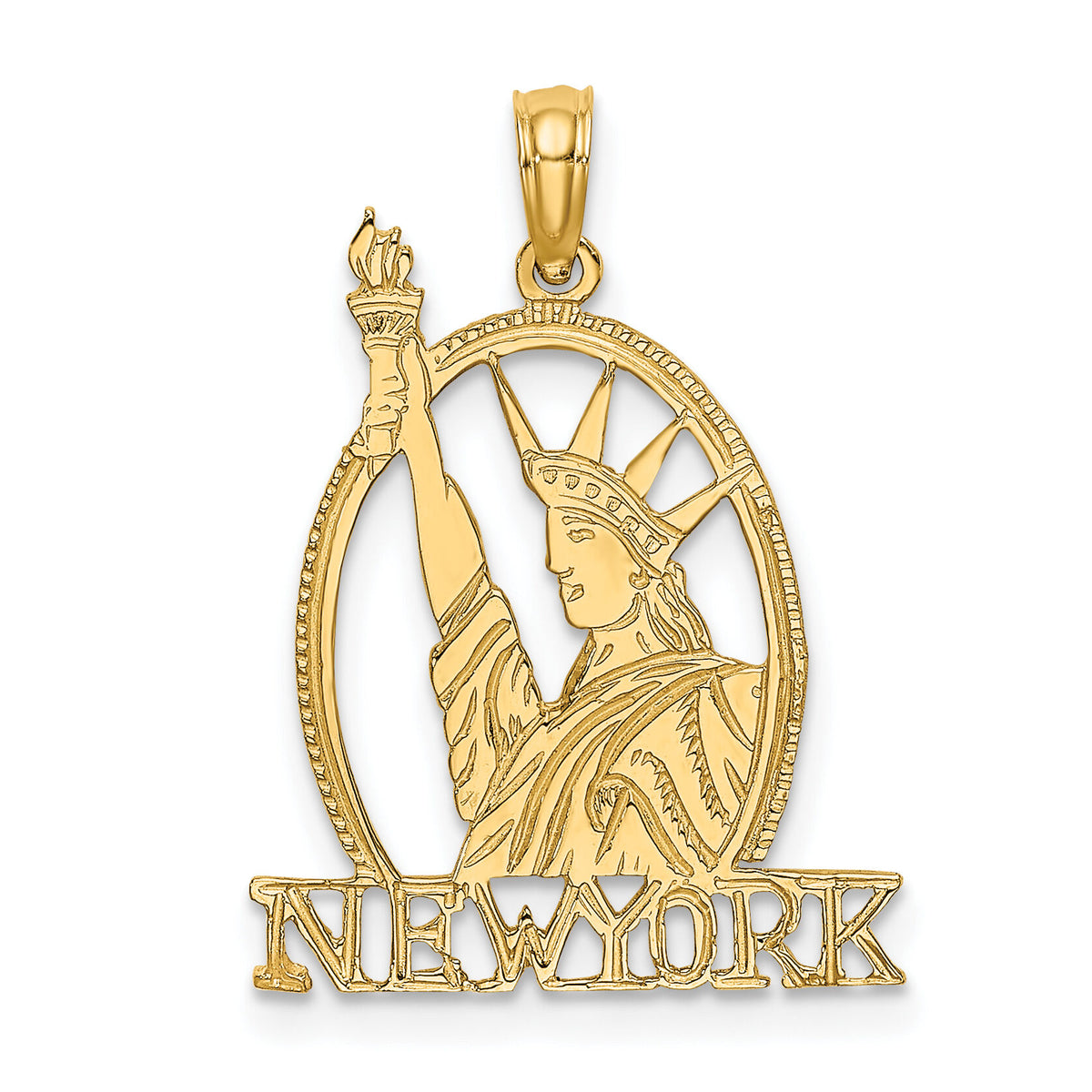 14k Cut-out NEW YORK w/Statue of Liberty Charm-C3074