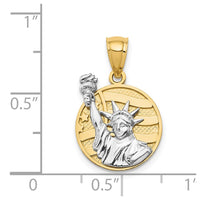 14k Two-tone Lady Liberty on American Flag Disk Pendant-C3079