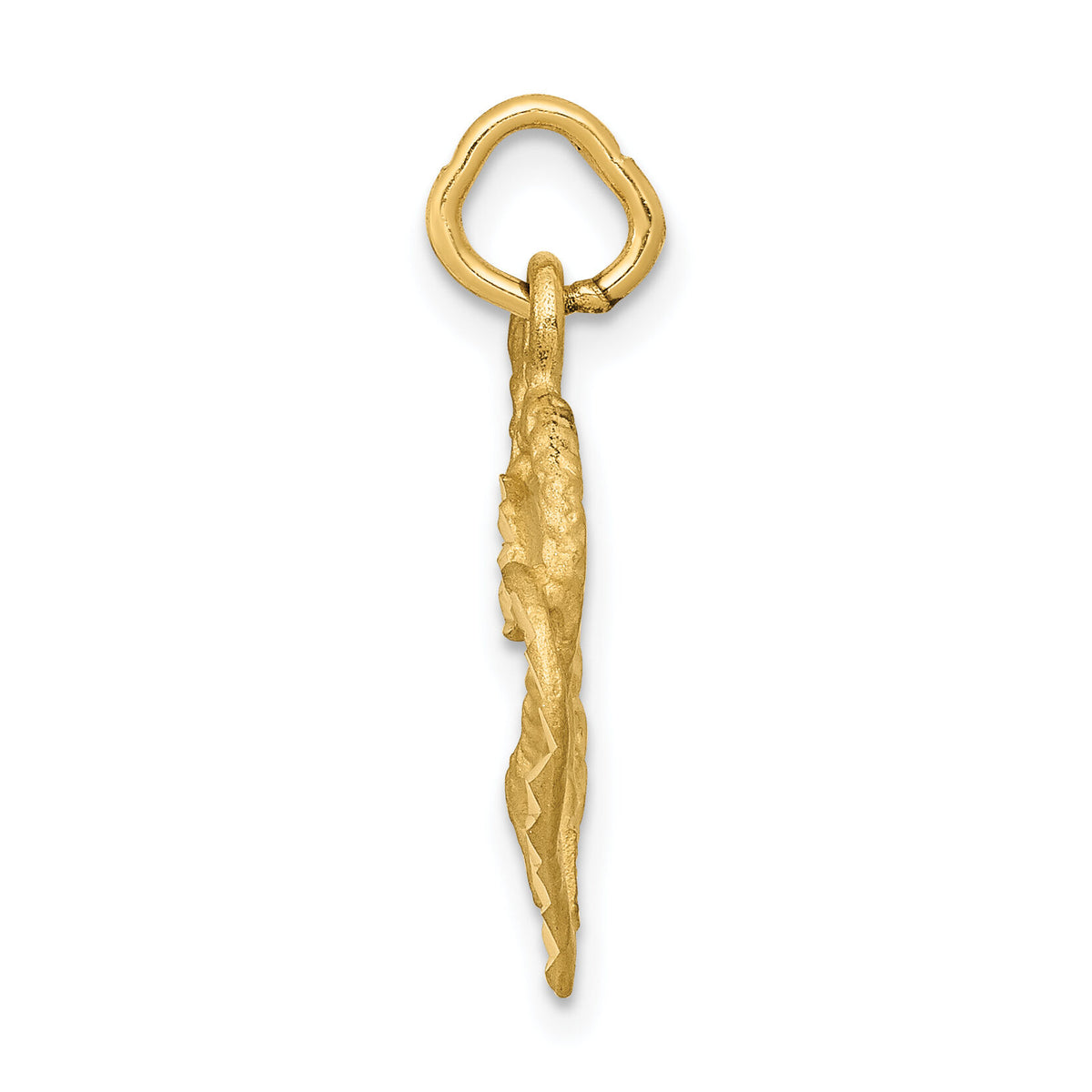 14K Polished and Textured Double Heart Pendant-C308
