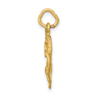 14K Polished and Textured Double Heart Pendant-C308