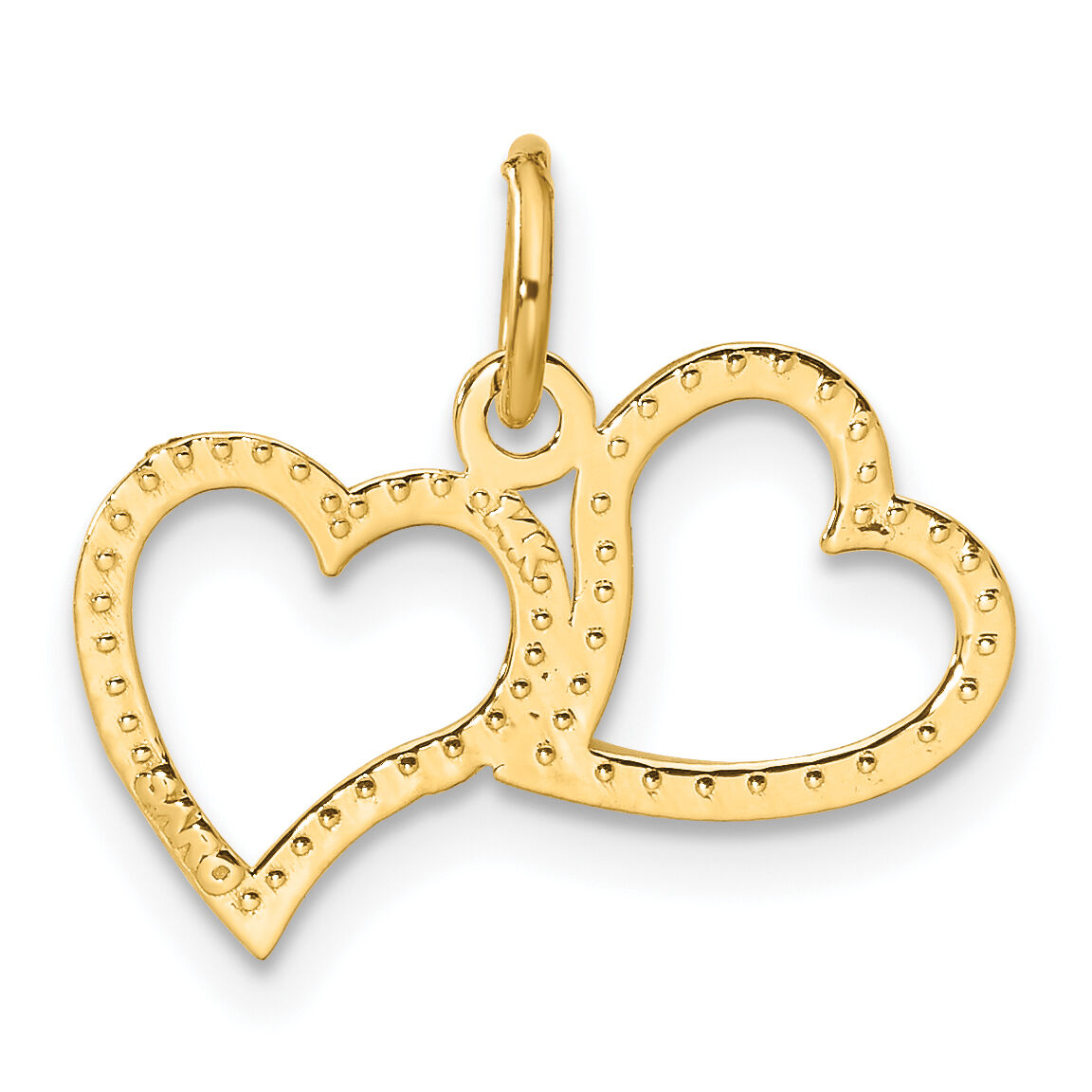 14K Polished Double Heart Pendant-C309