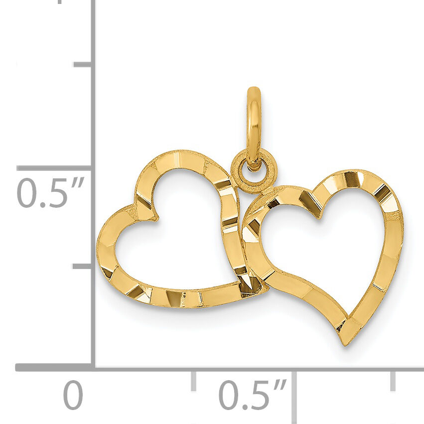 14K Polished Double Heart Pendant-C309