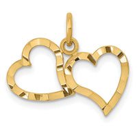 14K Polished Double Heart Pendant-C309