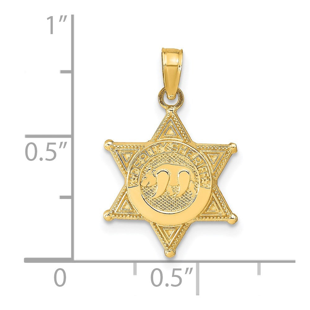 14k DEPUTY SHERIFF Badge with Bear Pendant-C3098