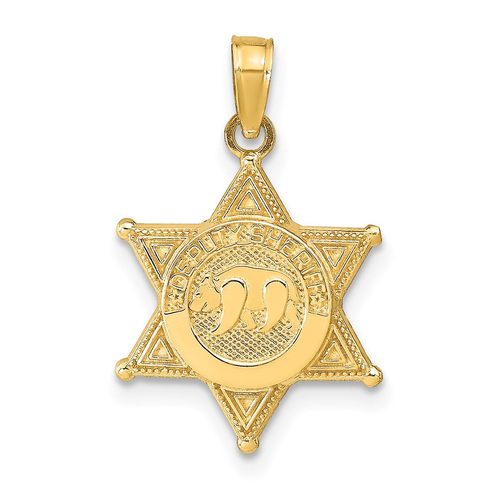 14k DEPUTY SHERIFF Badge with Bear Pendant-C3098