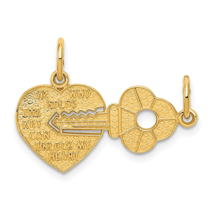 14k Heart and Key Break Apart Charm-C310
