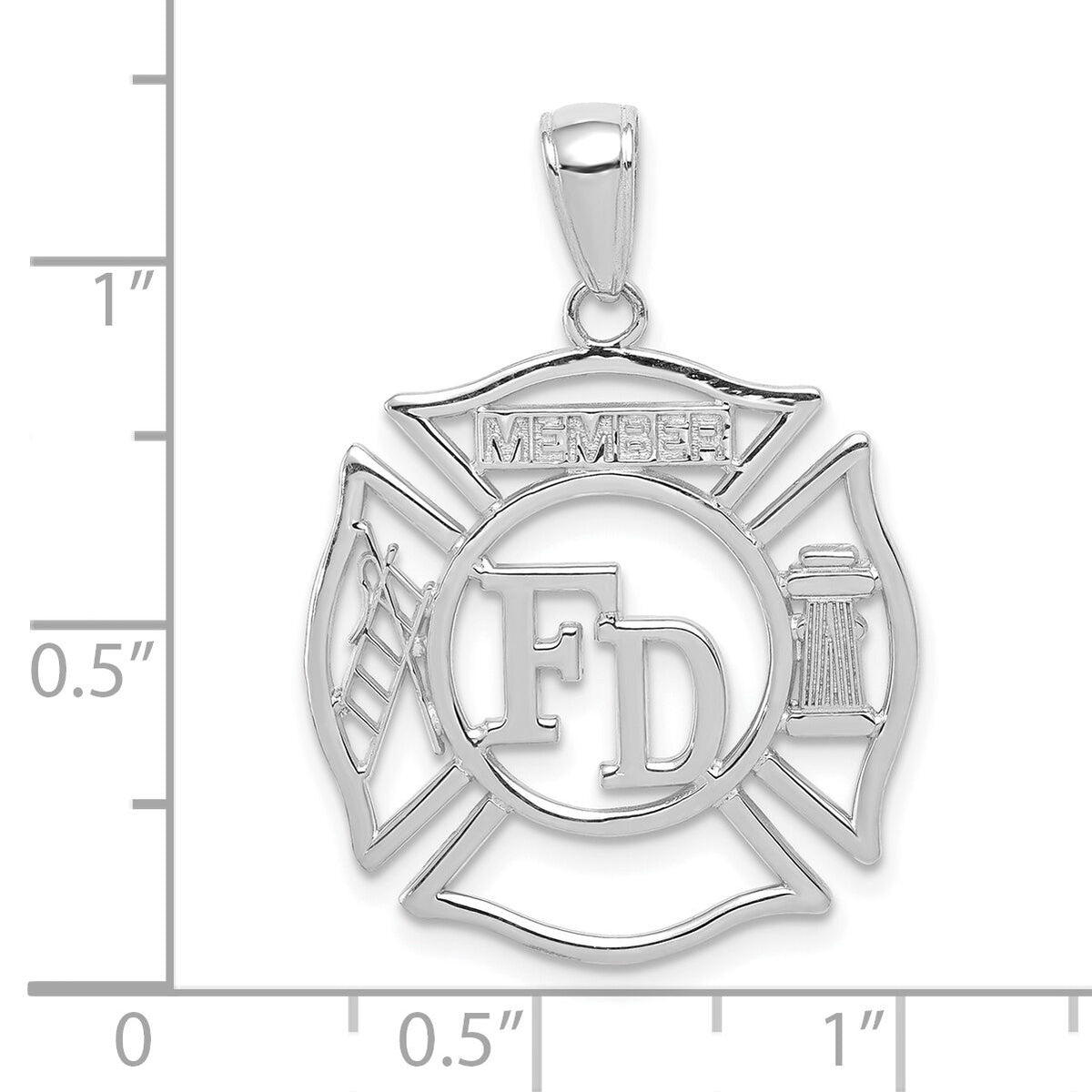 14k White Gold FD MEMBER in Shield Pendant-C3105W