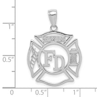 14k White Gold FD MEMBER in Shield Pendant-C3105W