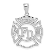 14k White Gold FD MEMBER in Shield Pendant-C3105W