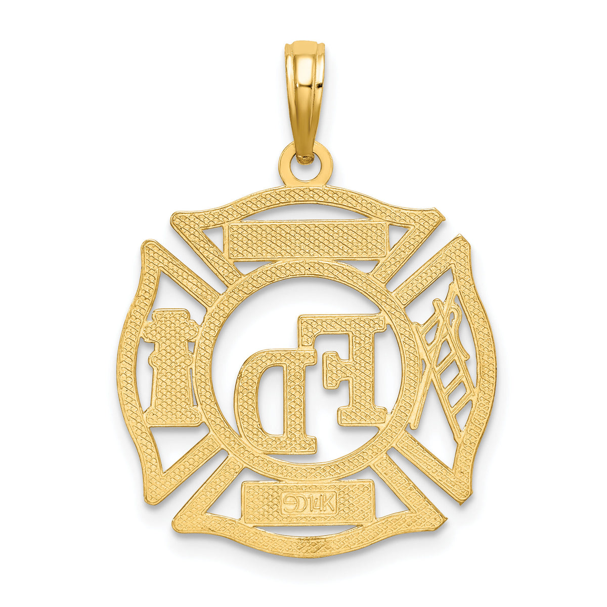 14k FD LADIES AUX in Shield Charm-C3107