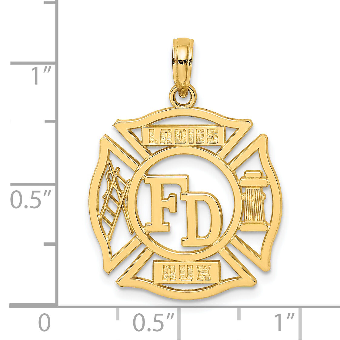 14k FD LADIES AUX in Shield Charm-C3107