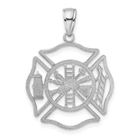 14K White Gold Fireman Shield Charm-C3108W