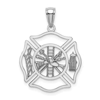 14K White Gold Fireman Shield Charm-C3108W