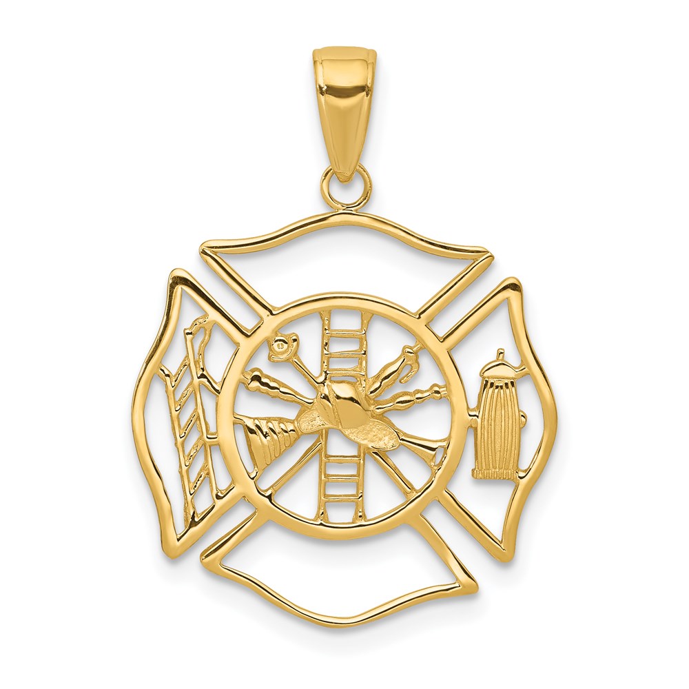 14k Fireman Shield Pendant-C3108