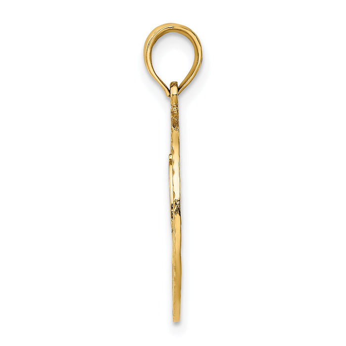 14k Fireman Helmet in Disk Charm-C3109
