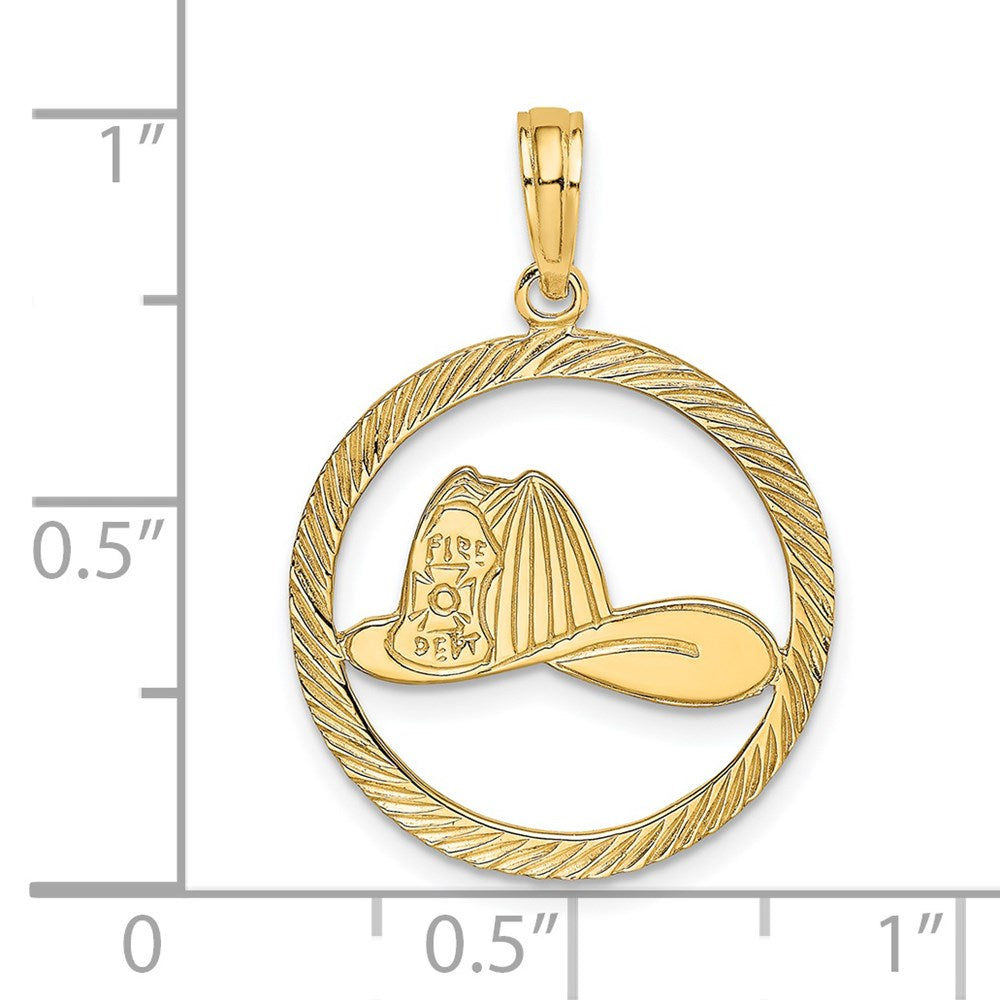 14k Fireman Helmet in Disk Charm-C3109