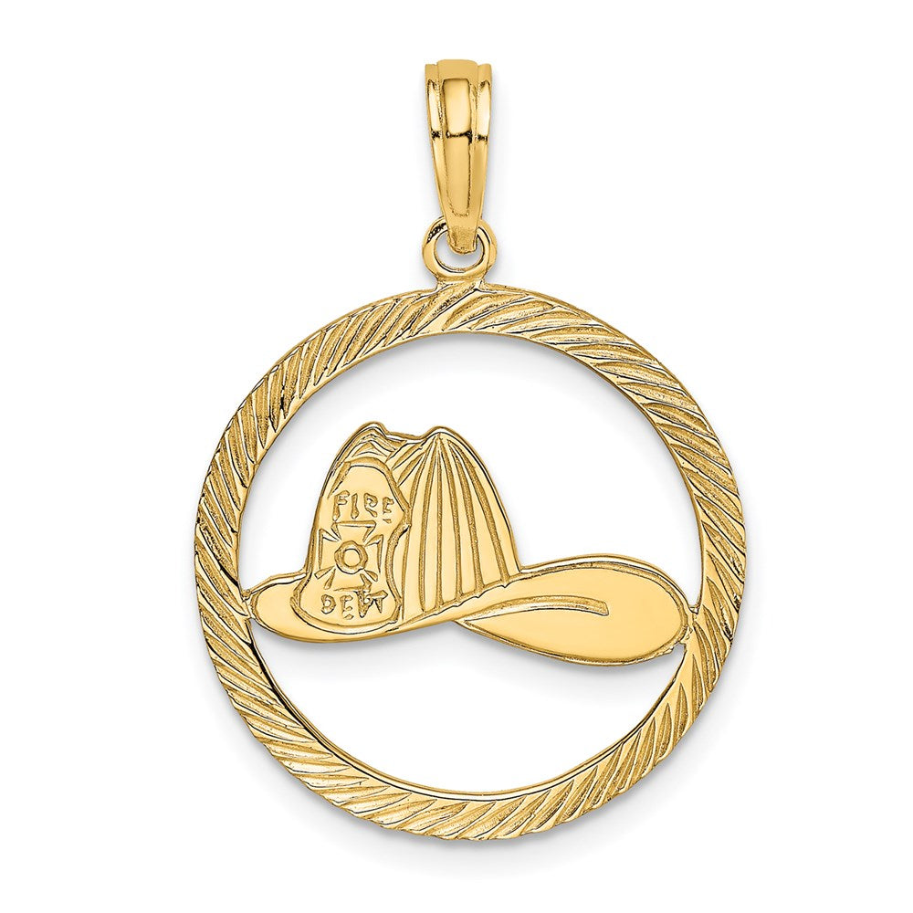 14k Fireman Helmet in Disk Charm-C3109