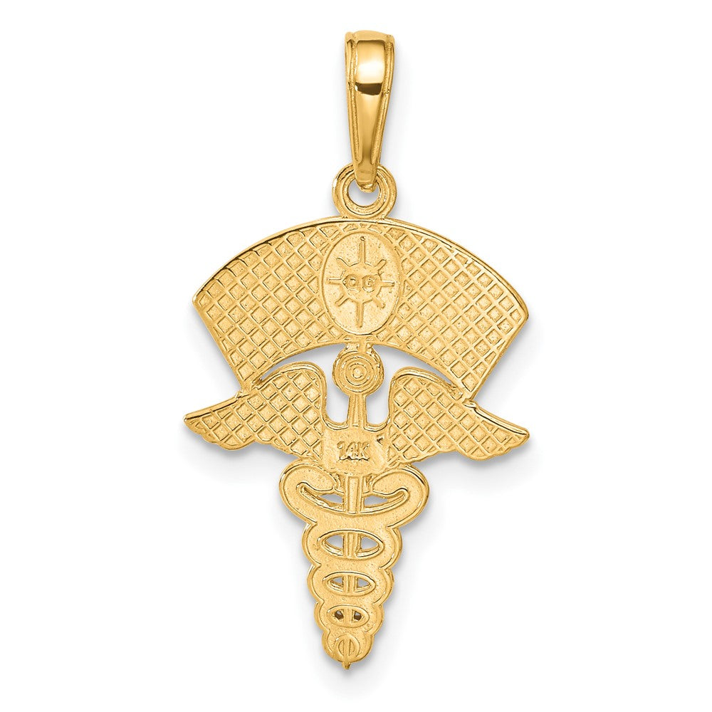 14k Caduceus w/Nurses Cap Pendant-C3114