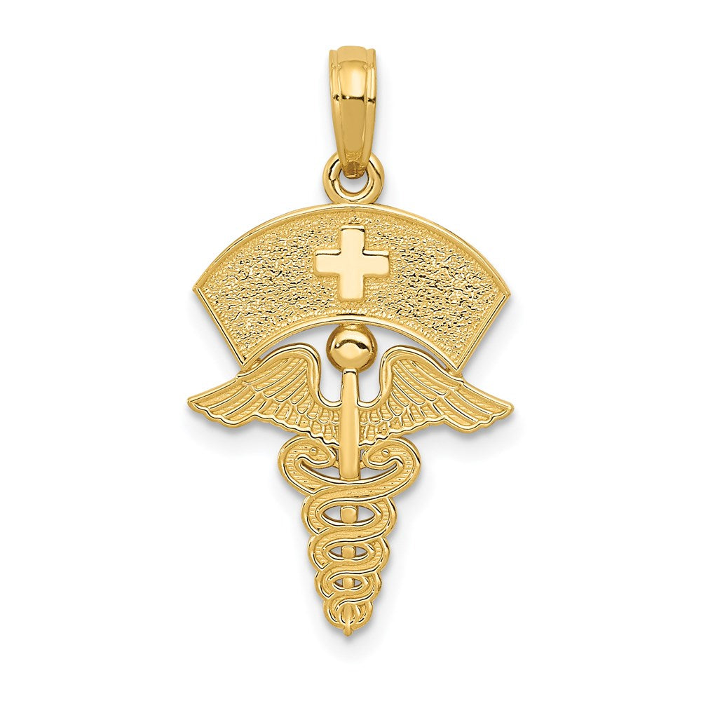 14k Caduceus w/Nurses Cap Pendant-C3114