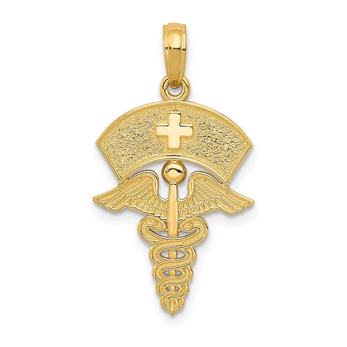 14k Caduceus w/Nurses Cap Pendant-C3114