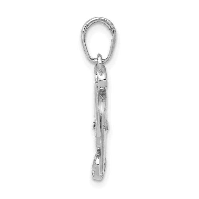 14K White Gold 3-D Moveable Scissors Pendant-C3118W