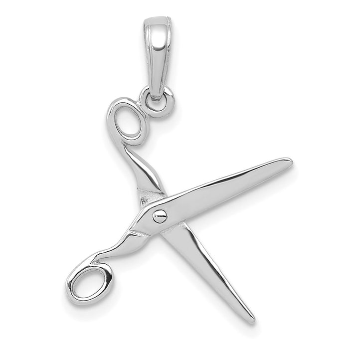 14K White Gold 3-D Moveable Scissors Pendant-C3118W