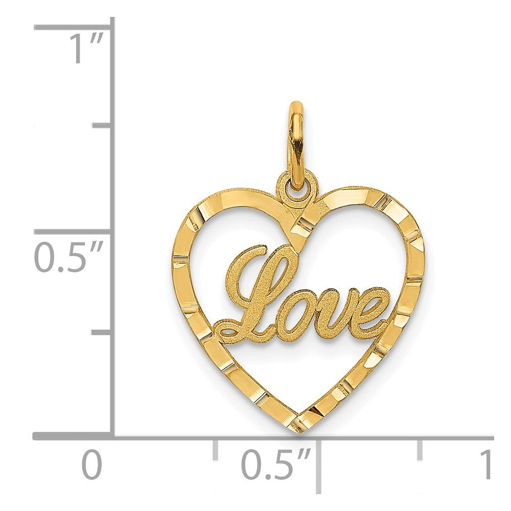 14k LOVE Diamond-cut Heart Pendant-C312